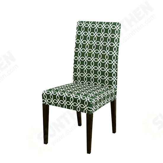 Elastic Dining Chair Cover Stain-resistant Geometry Printing Seat Chair Cover Spandex Elastic Seat Cover