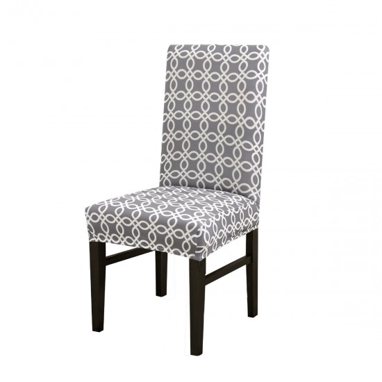 Elastic Dining Chair Cover Stain-resistant Geometry Printing Seat Chair Cover Spandex Elastic Seat Cover