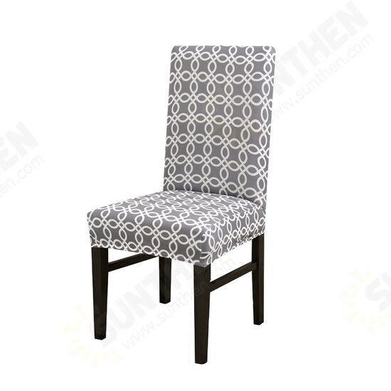 Elastic Dining Chair Cover Stain-resistant Geometry Printing Seat Chair Cover Spandex Elastic Seat Cover