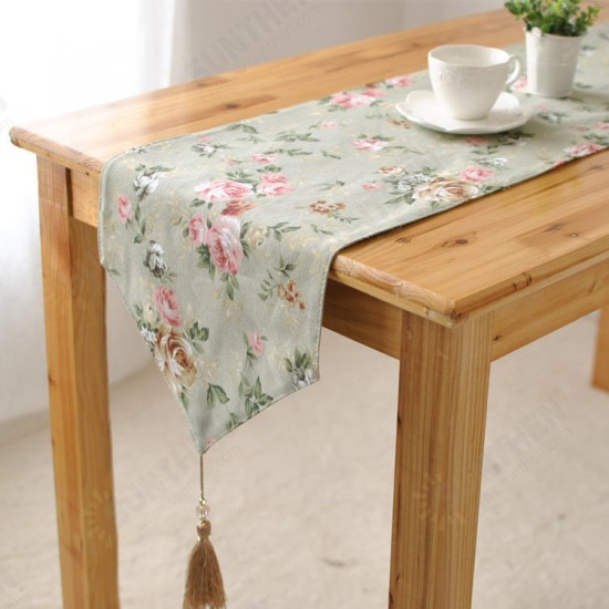 Elegant Rose Cotton Linen Table Runner Desk Cover Heat Insulation Bowl Pad Tableware Mat