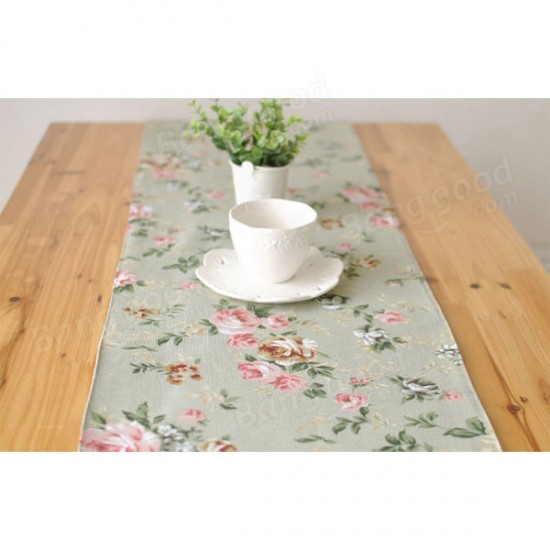 Elegant Rose Cotton Linen Table Runner Desk Cover Heat Insulation Bowl Pad Tableware Mat