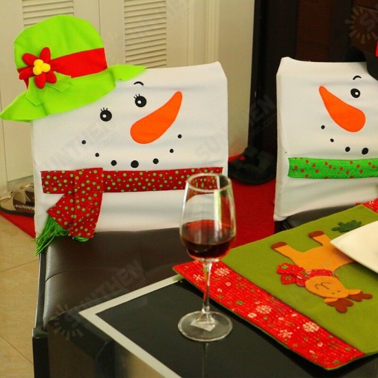 Funny Christmas Snowman Chair Cover Christmas Home Party Decorations Dinner Table Chair Black Cover