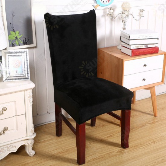 WX-660 Spandex Velvet Thick Solid Color Dining Chair Covers Slipcovers Hotel Anti-dirty Removable