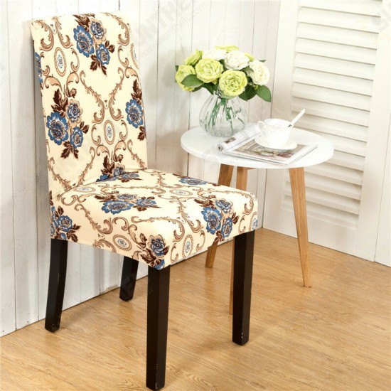 WX-915 Elegant Flower Landscape Elastic Stretch Chair Seat Cover Dining Room Home Wedding Decor