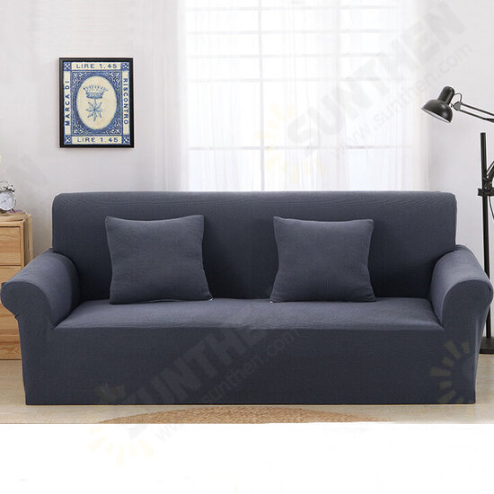 KC-PCP2 Jacquard Thickened Knit Sofa Covers Polyester Spandex Fabric Slipcovers Solid Color