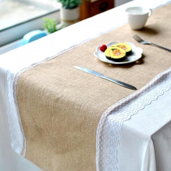 Lace Cotton Linen Tableware Mat Table Runner Tablecloth Desk Cover Heat Insulation Bowl Pad