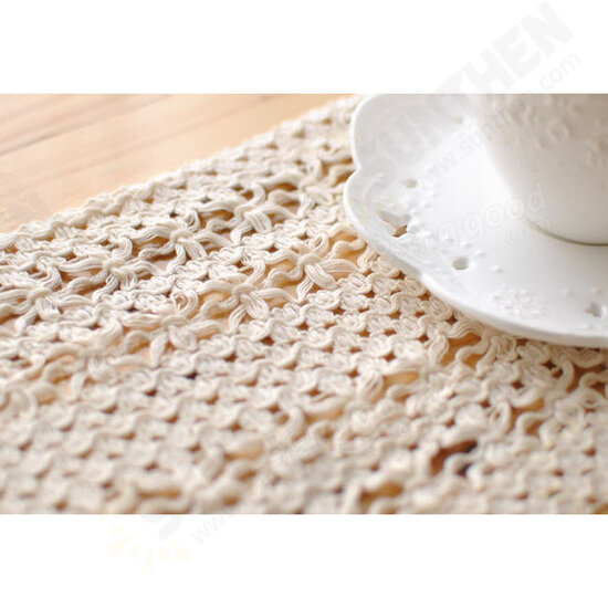 Lace Hollow Cotton Tableware Mat Table Runner Tablecloth Desk Cover Heat Insulation Bowl Pad