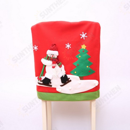 New Year Christmas Chair Back Cover Santa Claus Snowman Elk Hat Christmas Decorations for Home