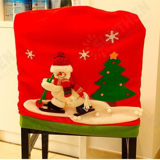 New Year Christmas Chair Back Cover Santa Claus Snowman Elk Hat Christmas Decorations for Home