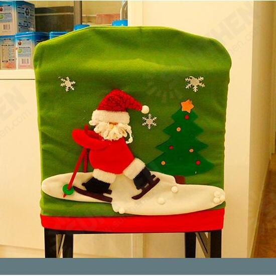 New Year Christmas Chair Back Cover Santa Claus Snowman Elk Hat Christmas Decorations for Home