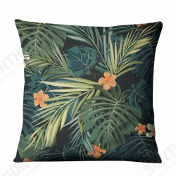 Tropical Green Plants Flowers Linen Pillowcase Home Fabric Sofa Cushion Cover Tropical Green Plants Flowers Linen Pillowcase Home Fabric Sofa Cushion Cover