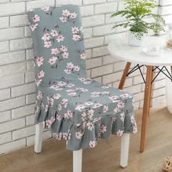 WX-PP5 Elegant Flower Elastic Stretch Chair Seat Cover With Skirt Hem Dining Room Home Wedding WX-PP5 Elegant Flower Elastic Stretch Chair Seat Cover With Skirt Hem Dining Room Home Wedding