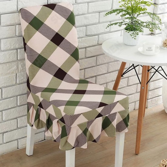 WX-PP5 Elegant Flower Elastic Stretch Chair Seat Cover With Skirt Hem Dining Room Home Wedding