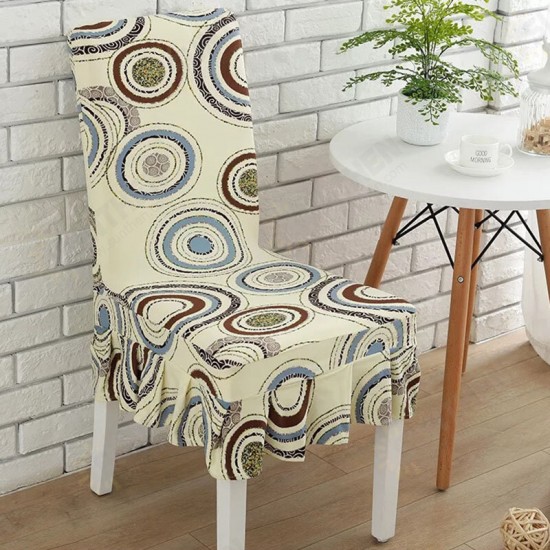 WX-PP5 Elegant Flower Elastic Stretch Chair Seat Cover With Skirt Hem Dining Room Home Wedding