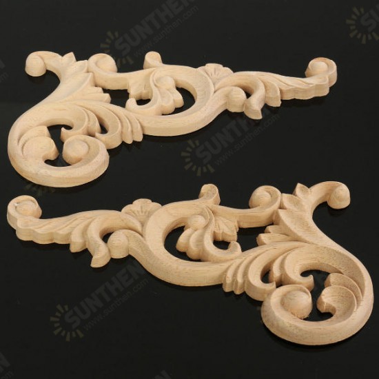 20x10CM Wood Carved Corner Onlay Unpainted Frame Decoration