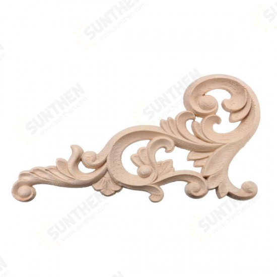 20x10CM Wood Carved Corner Onlay Unpainted Frame Decoration