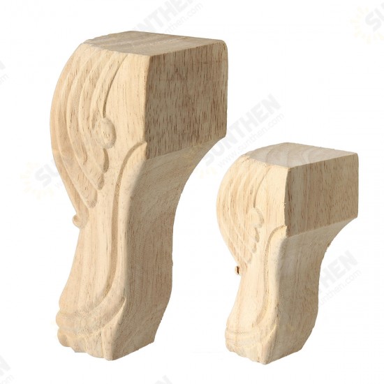 4Pcs 10/15cm European Solid Wood Carving Furniture Foot Legs Unpainted Couch Cabinet Sofa Seat Feets