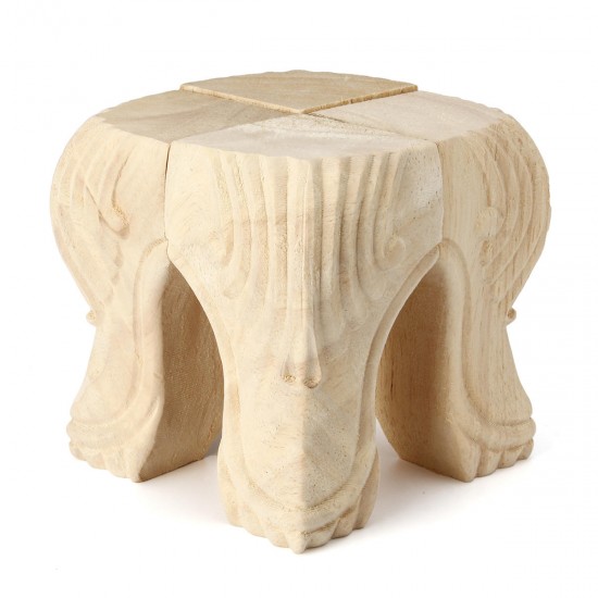 4Pcs 10/15cm European Solid Wood Carving Furniture Foot Legs Unpainted Couch Cabinet Sofa Seat Feets