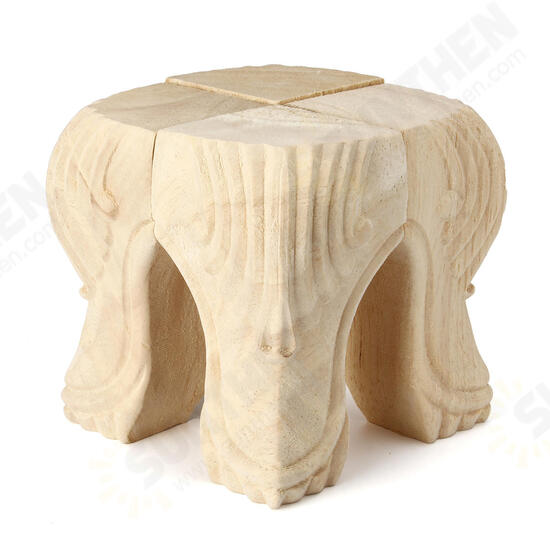 4Pcs 10/15cm European Solid Wood Carving Furniture Foot Legs Unpainted Couch Cabinet Sofa Seat Feets