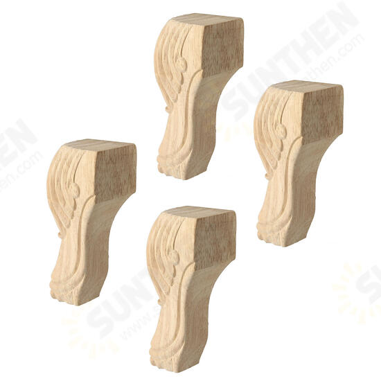 4Pcs 10/15cm European Solid Wood Carving Furniture Foot Legs Unpainted Couch Cabinet Sofa Seat Feets