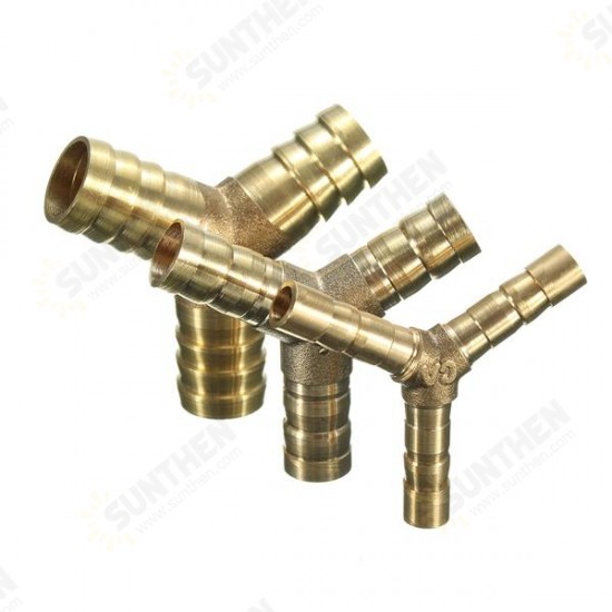 6/10/14mm Solid Brass Y Connector 3 Ways Hose Joiner Barbed Y Splitter