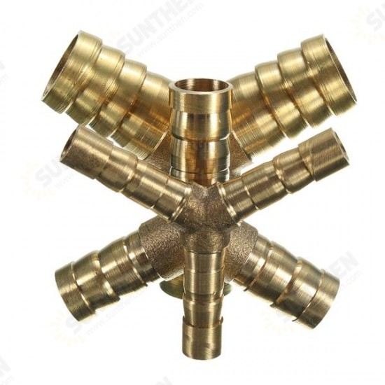 6/10/14mm Solid Brass Y Connector 3 Ways Hose Joiner Barbed Y Splitter