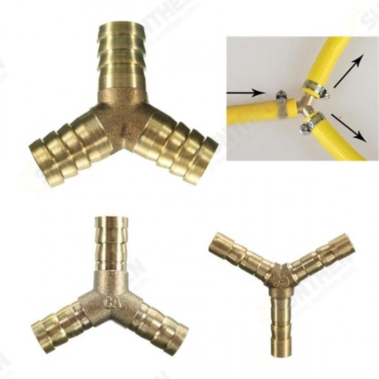 6/10/14mm Solid Brass Y Connector 3 Ways Hose Joiner Barbed Y Splitter