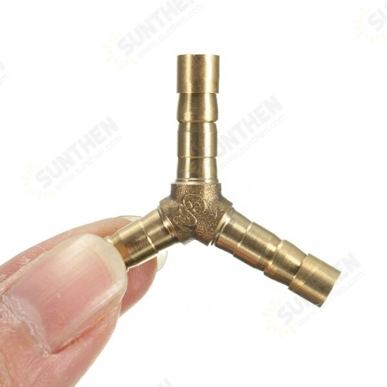 6/10/14mm Solid Brass Y Connector 3 Ways Hose Joiner Barbed Y Splitter