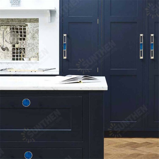 Blue Nordic Marble Shell Cabinet Handle Knobs Drawer and Wardrobe Door Pulls