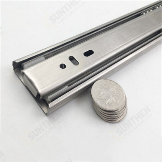 Cabinet Damping Slide Rail Three-section Rail Thickened Stainless Steel Slide Rail Guide Drawer Buffer Mute Slide Side