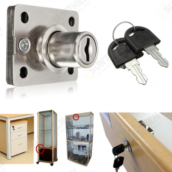 Desk Drawer Dead Bolt Lock For Drawers Box Cabinet Cupboards Panel with Two Keys