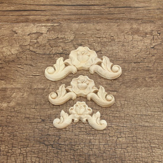 Floral Carved Woodcarving Decal Corner Applique Wooden Furniture Room Wall Decorations