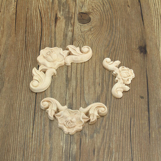 Floral Carved Woodcarving Decal Corner Applique Wooden Furniture Room Wall Decorations