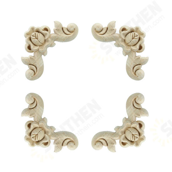 Floral Carved Woodcarving Decal Corner Applique Wooden Furniture Room Wall Decorations