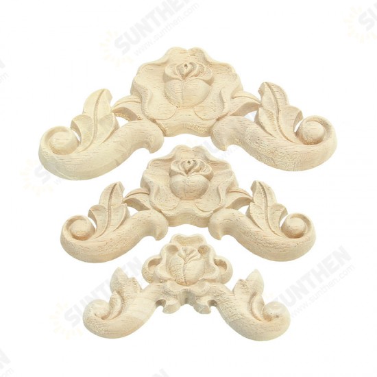 Floral Carved Woodcarving Decal Corner Applique Wooden Furniture Room Wall Decorations