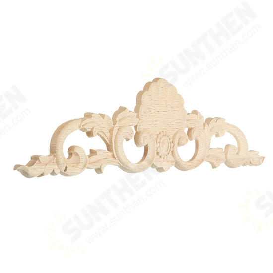 Wood Carved Long Applique Unpainted Flower Door Decoration