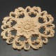 Wood Carved Onlay Applique Unpainted Flower Pattern Furniture Frame Door Decor 15cm