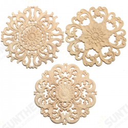 Wood Carved Onlay Applique Unpainted Flower Pattern Furniture Frame Door Decor 15cm Wood Carved Onlay Applique Unpainted Flower Pattern Furniture Frame Door Decor 15cm