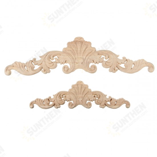 Wood Carving Applique Unpainted Flower Applique Wood Carving Decal 30x8cm 20x5cm