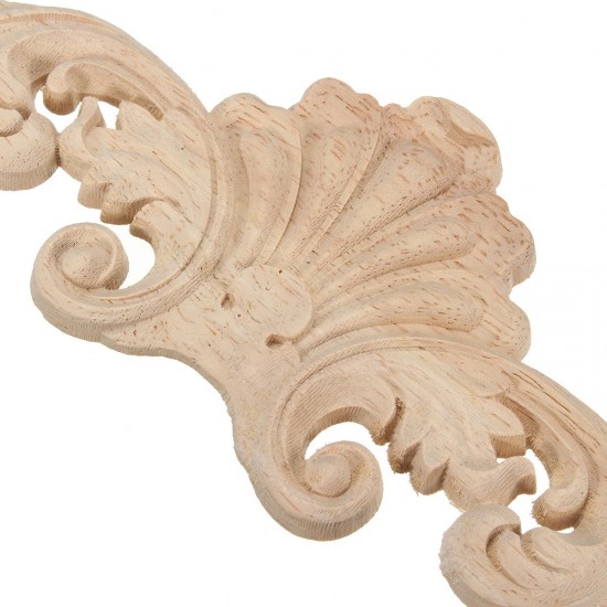 Wood Carving Applique Unpainted Flower Applique Wood Carving Decal 30x8cm 20x5cm