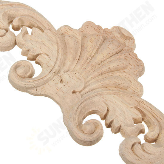 Wood Carving Applique Unpainted Flower Applique Wood Carving Decal 30x8cm 20x5cm