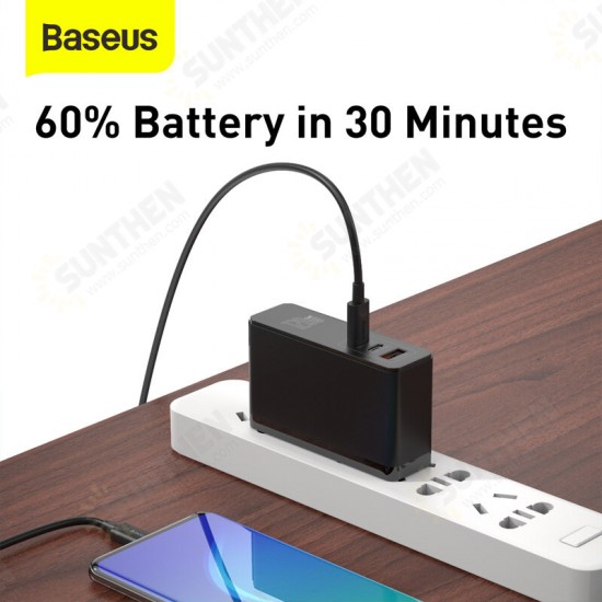 120W USB-C Charger 3 Port PD3.0 QC4+ SCP FCP Quick Charge USB Wall Charger US Plug Adapter With 100W USB-C to USB-C Power Delivery Cable