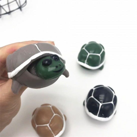 1 PC Random Color Lovely Durable Creative Tortoise Shrink Head Tortoise Squeezing Painted Decompression Toy for Kids Adult Gift