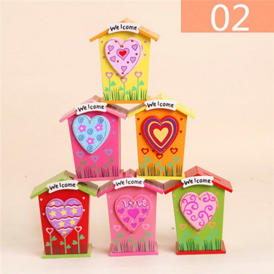 1pc Wooden Money Saving Little House Flower Love Heart Animal Box Gift Novelties Toys