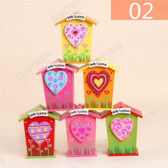 1pc Wooden Money Saving Little House Flower Love Heart Animal Box Gift Novelties Toys