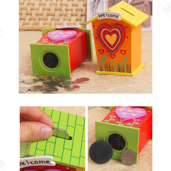 1pc Wooden Money Saving Little House Flower Love Heart Animal Box Gift Novelties Toys 1pc Wooden Money Saving Little House Flower Love Heart Animal Box Gift Novelties Toys