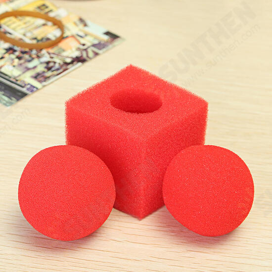 3PCS Kingmagic Magic Ball To Square Sponges Tricks Set Red