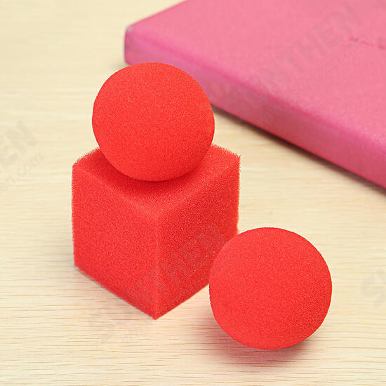 3PCS Kingmagic Magic Ball To Square Sponges Tricks Set Red