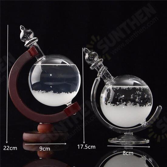 Christmas Gift Weather Forecast Crystal Bottle Globe Storm Home Desk Decor Wood Glass Base Novelties Toys