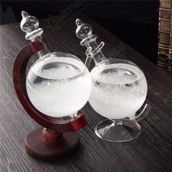 Christmas Gift Weather Forecast Crystal Bottle Globe Storm Home Desk Decor Wood Glass Base Novelties Toys